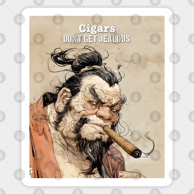 Puff Sumo: "Cigars Don't Get Jealous" Sticker by Puff Sumo